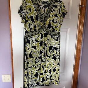 Apt. 9 Women's Black and Green Patterned Dress size petite large‎
